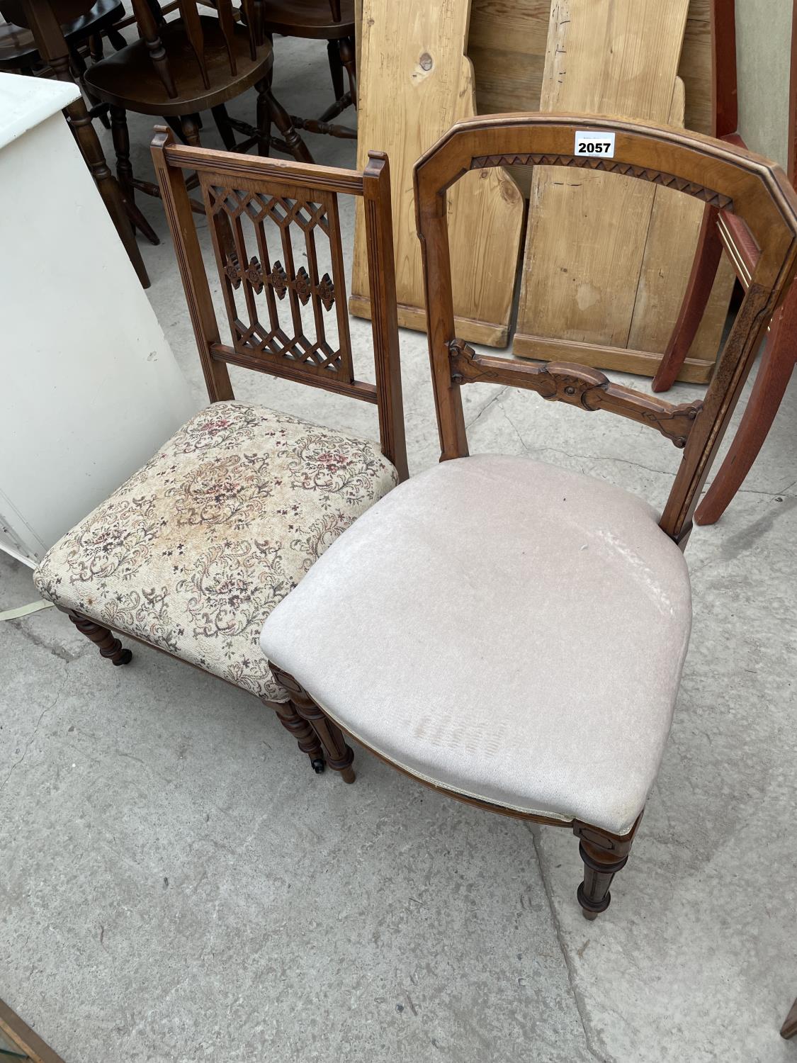 A MAHOGANY BEDROOM CHAIR AND A MAHOGANY NURSING CHAIR