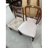 A MAHOGANY BEDROOM CHAIR AND A MAHOGANY NURSING CHAIR