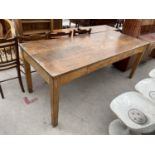 A MID 20TH CENTURY SCHOOL/FUNCTION TABLE, 72X30", STAMPED J.R. TAYLOR, WIGAN (L.C.C.B.P.)