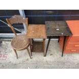 TWO EARLY 20TH CENTURY OAK OCCASIONAL TABLES AND A BENTWOOD CHAIR