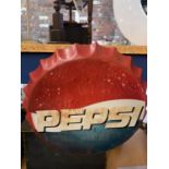 A VINTAGE STYLE RETRO PEPSI HANGING WALL BEER BOTTLE CAP DISPLAY SIGN 35CM