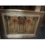 A FRAMED PRINT OF ORIENTAL STYLE