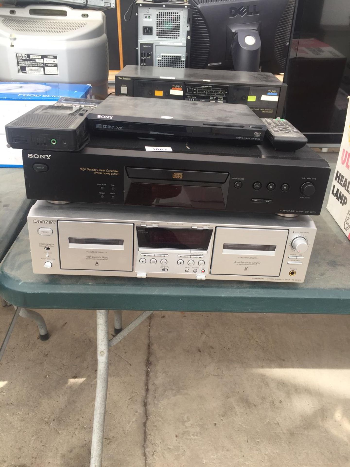 AN ASSORTMENT OF ITEMS TO INCLUDE A SONY DVD PLAYER AND A SONY TAPE RECORDER ETC