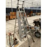 A FIVE RUNG ALLUMINIUM STEP LADDER AND AN EXTENDABLE LOFT LADDER