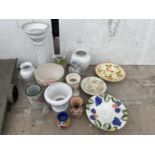 A LARGE COLLECTION OF CERAMIC WARE TO INCLUDE JUGS, WASH BOWLS AND PLANTERS ETC