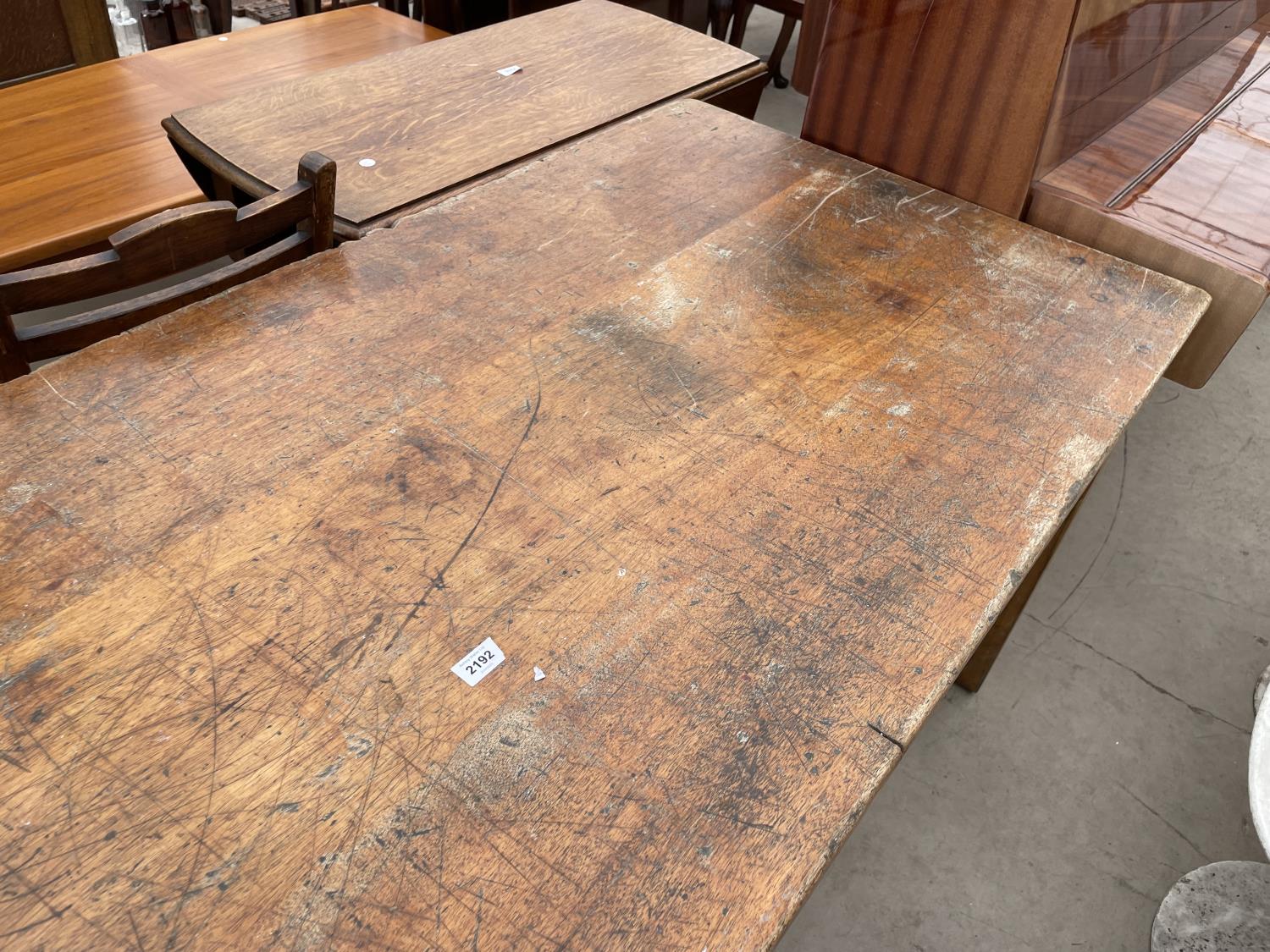 A MID 20TH CENTURY SCHOOL/FUNCTION TABLE, 72X30", STAMPED J.R. TAYLOR, WIGAN (L.C.C.B.P.) - Image 3 of 5