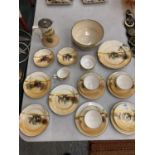 VAROUS PIECES OF ROYAL DOULTON HORSE AND CARRIAGE TEASET TO INCLUDE TRIOS, BOWL, POT ETC