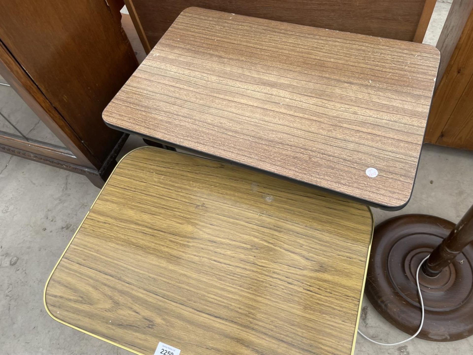 TWO MID 20TH CENTURY OCCASIONAL TABLES WITH FORMICA TOPS - Image 2 of 3