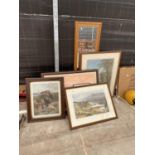 AN ASSORTMENT OF FRAMED PRINTS, PICTURES AND MIRRORS