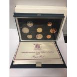 A ROYAL MINT 1983 EIGHT COIN PROOF SET IN HARD CASE WITH COA .