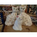 THREE CERAMIC CAT FIGURES