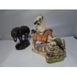 THREE SMALL HORSE FIGURES IN A MIX OF MEDIAS