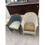 A LLOYD LOOM BEDROOM CHAIR AND SIMILAR CHAIR