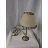 A VINTAGE WHITE METAL TABLE LAMP WITH ROPE FLEX