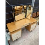 A RETRO TEAK G-PLAN E-GOMME OAK AND PAINTED DRESSING TABLE, 49" WIDE