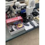 AN ASSORTMENT OF ITEMS TO INCLUDE A PHILIPS DVD PLAYER, DOCKING STATION AND CAMERA ETC