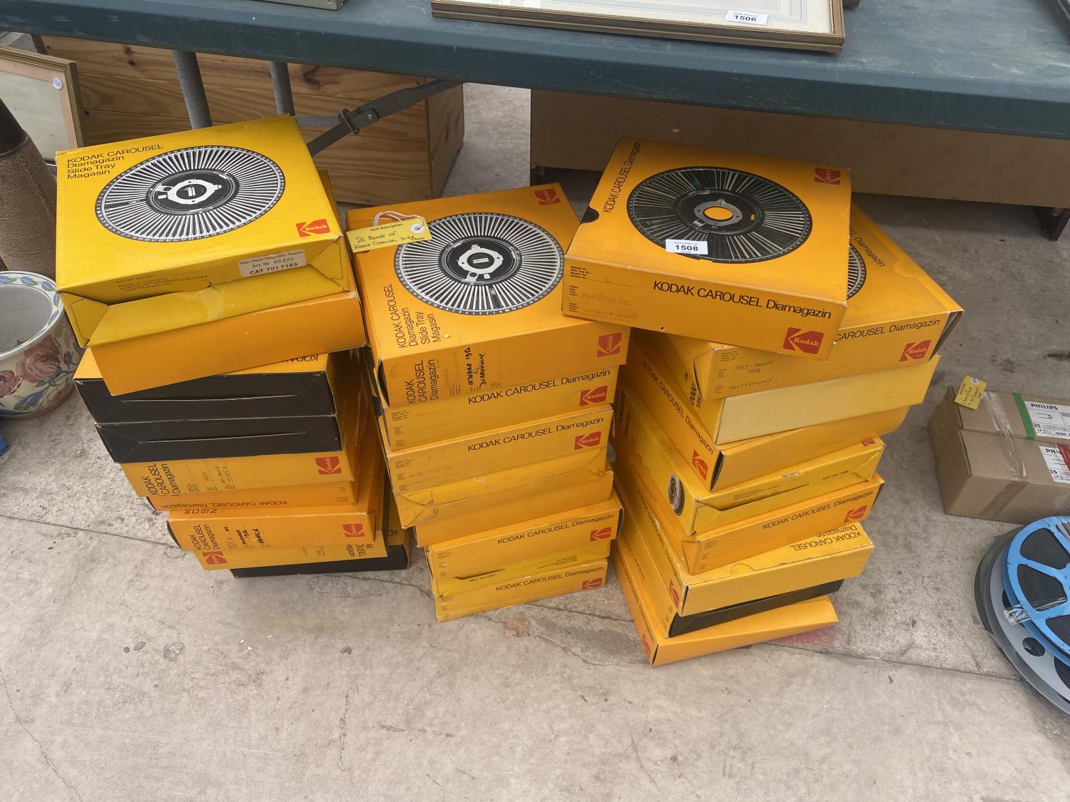 A GROUP OF TWENTY SIX BOXES OF KODAK CAROUSEL SLIDE TRAYS