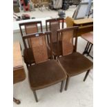 FOUR G PLAN RETRO MAHOGANY DINING CHAIRS WITH RATTAN BACKS