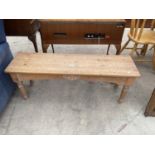 A VICTORIAN STYLE PINE BENCH, 46.5" WIDE