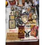 A COLLECTION OF PUB MEMORABLIA TO INCLUDE PUB SIGNS, OPTICS, BEER MATS ETC