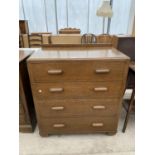 AN EARLY 20TH CENTURY OAK CHEST OF FOUR DRAWERS, 33" WIDE