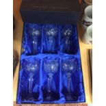 A BOXED SET OF SIX BOHEMIA FINE CUT LEAD CRYSTAL GLASSES