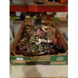 A LARGE BOX OF COSTUME JEWELLERY