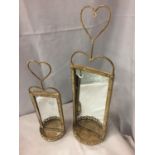 TWO METAL FRAMED DECORATIVE MIRRORS