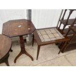 A VICTORIAN OCTAGONAL TRIPOD TABLE AND 1970'S TILE-TOP TABLE