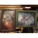 TWO SHAMAN OILOGRPHIC REPRODUCTION PAINTINGS