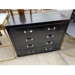 A MODERN FAUX LEATHER CHEST OF TWO DRAWERS, 36" WIDE