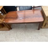 A MODERN MAHOGANY COFFEE TABLE, 44" X 21"