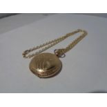 A 14CT GOLD PLATED FOB WATCH ON CHAIN