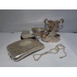 AN ASSORTMENT OF SILVER ITEMS TO INCLUDE THREE BANGLES
