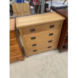 A MODERN OAK 'ROSELAND' CHEST OF TWO SHORT AND THREE LONG DRAWERS, 33.5" WIDE