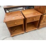 A PAIR OF MODERN PINE BEDSIDE LOCKERS