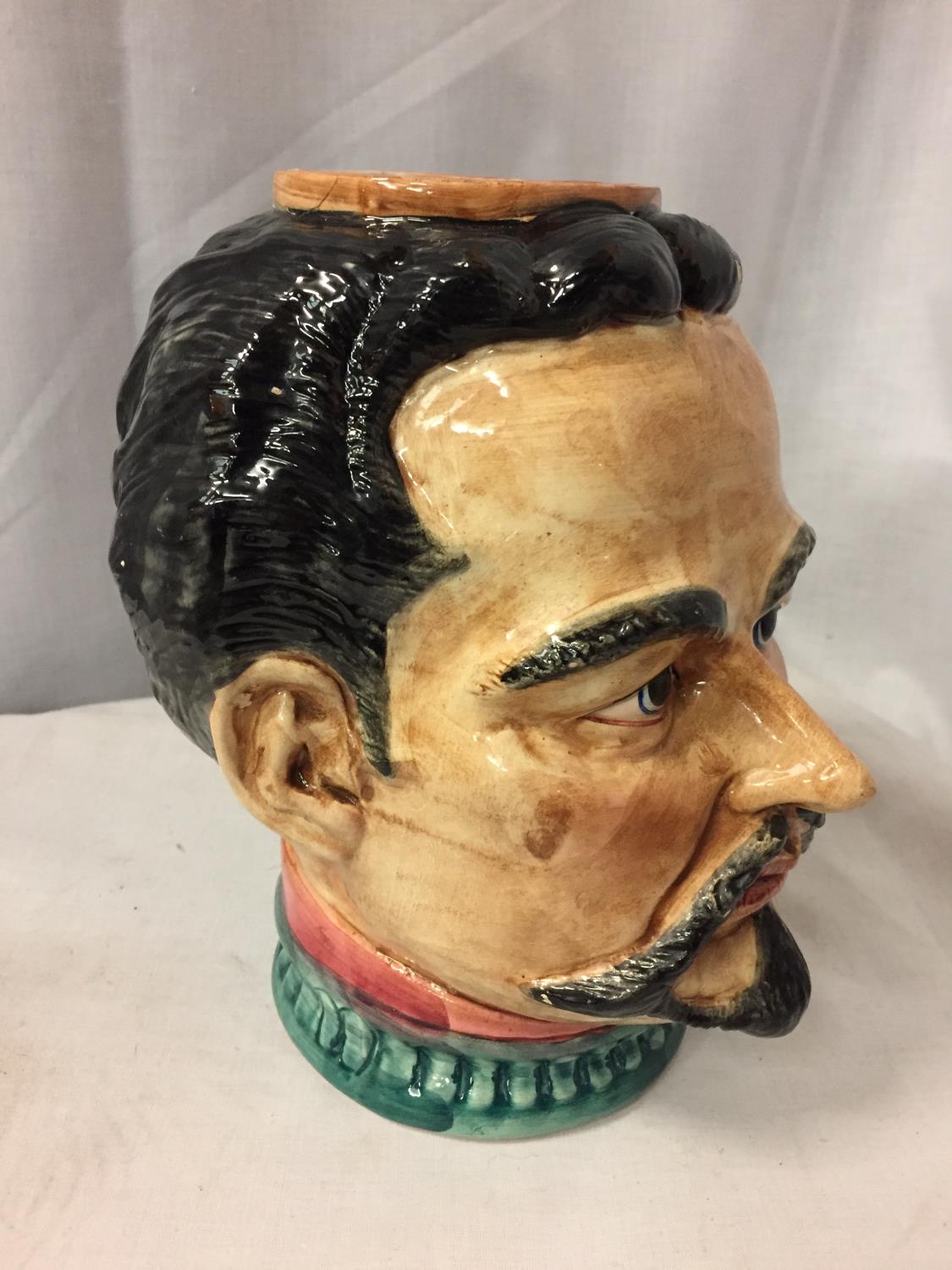 A LARGE CERAMIC HANDLED JUG IN THE FORM OF A MANS HEAD (A/F) H-24CM - Image 2 of 7