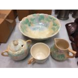 FOUR PIECES OF AVON WARE TO INCLUDE A JUG AND A FRUIT BOWL