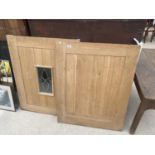 AN OAK STABLE DOOR WITH THE TOP SECTION ENCLOSING A FROSTED GLASS WINDOW - 80"X 32" X 1.75"