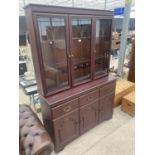 A MODERN MAHOGANY EFFECT LOUNGE UNIT, 48" WIDE