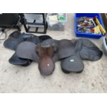 THREE VINTAGE LEATHER HORSE SADDLES