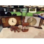 A SMITHS MADE IN GREAT BRITAIN MANTLE CLOCK, AN ART DECO STYLE METAMEC MADE IN ENGLAND MANTLE