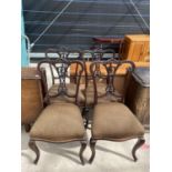 FOUR EDWARDIAN MAHOGANY DINING CHAIRS