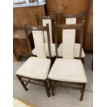 A SET OF FOUR ERCOL (517 DESIGN) DINING CHAIRS