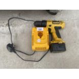 A DEWALT BATTERY DRILL WITH BATTERY AND CHARGER