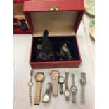 A BOX OF WRIST WATCHES
