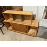 A MID 20TH CENTURY OAK CABINET WITH SLIDING DOORS AND SIMILAR CABINET STAMPED PHOENIX GALLERY