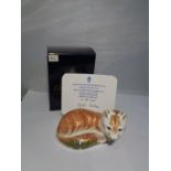 A ROYAL CROWN DERBY 'THE LEICESTERSHIRE FOX' PAPERWEIGHT IN ORIGINAL BOX WITH CERTIFICATE 89/1500