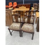 A SET OF FOUR EARLY 20TH CENTURY OAK BARLEYTWIST DINING CHAIRS