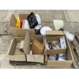 AN ASSORTMENT OF HOUSEHOLD CLEARANCE ITEMS TO INCLUDE CDS, CERAMICS AND LAMP SHADES ETC